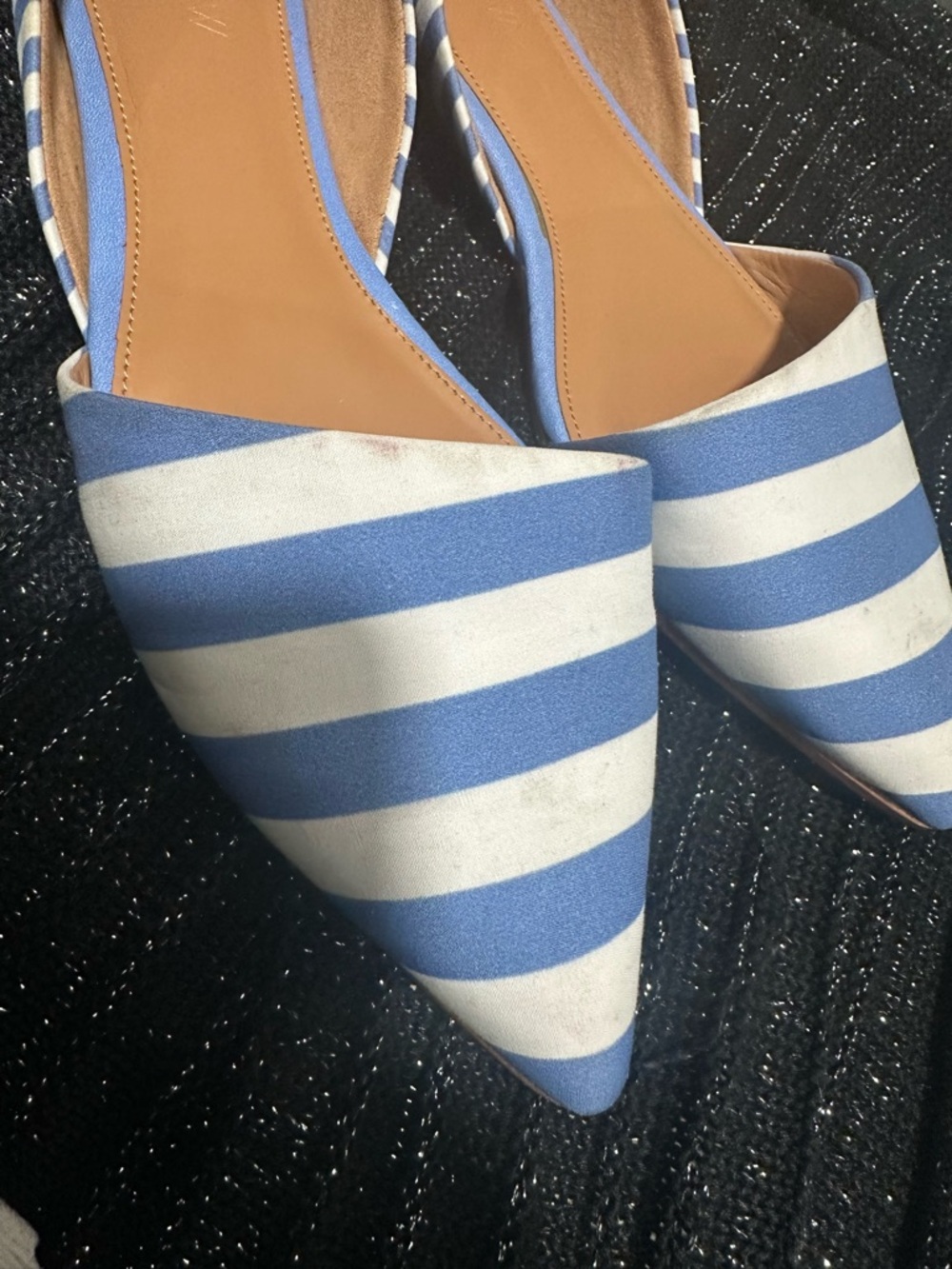 J. Crew Blue and White Striped Pointed D'Orsay Flats - Picture 2 of 4